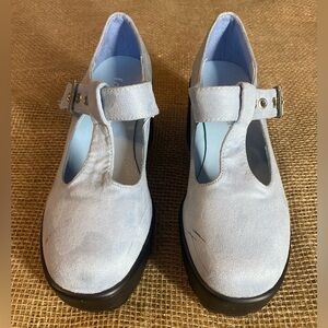 Koi Footwear Light Blue Platform Mary Janes, Size 3/36, Vegan Suede, Buckle
